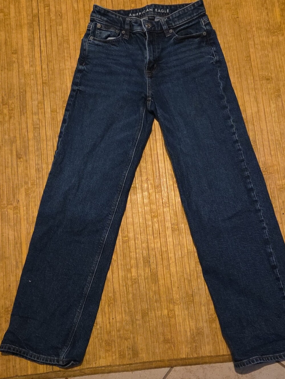 American Eagle Outfitters Women's Stovetop Dark Blue Straight Jeans Sz 000 Reg.